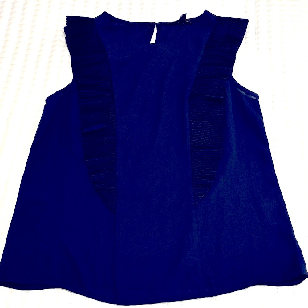 Banana Republic Navy Sleeveless Ruffle-Trim Camisole